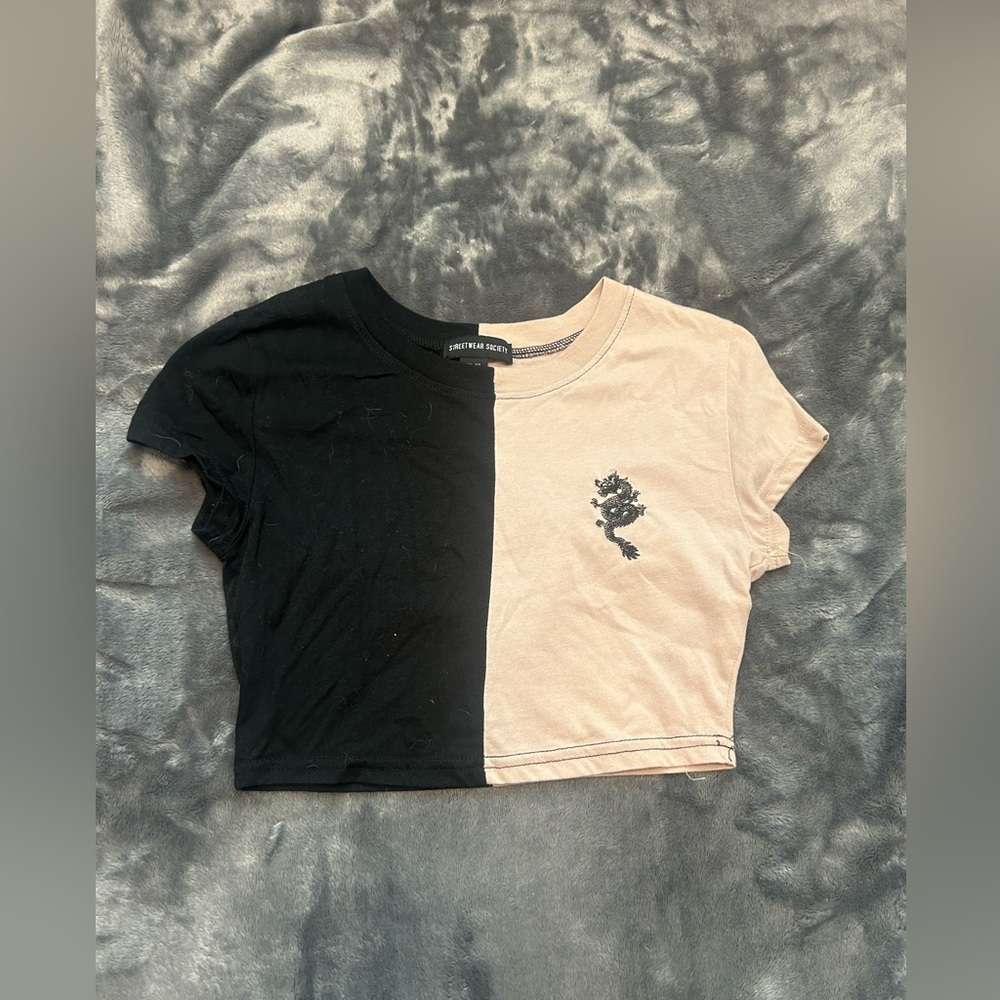 split color crop top